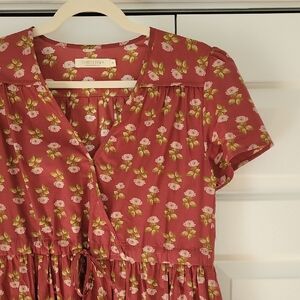 Christy Dawn Floral Midi Dress in Red and Green